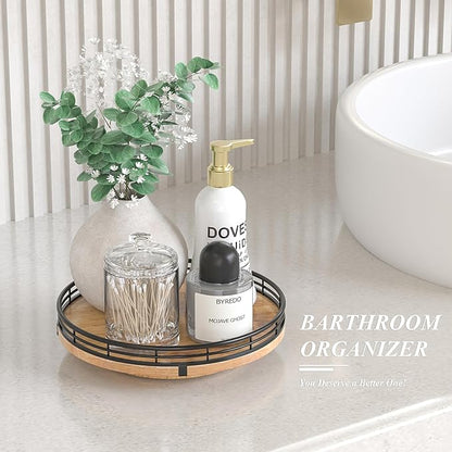 9" Oak Wood Lazy Susan Turntable Organizer