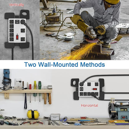 Heavy Duty Power Strip with USB, Workshop 8 Outlet Surge Protector 2700 Joules