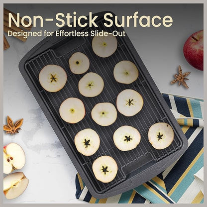 Cookie Sheet with Wire Rack Set, 2-Piece Nonstick Gray Marble Carbon Steel Pan