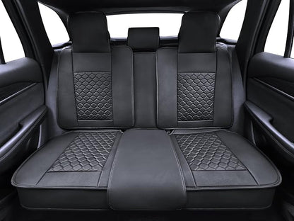 Elantrip Car Seat Cover Full Set Leather Car Seat Protector Universal fit for Most Cars SUVs and Trucks Water Proof Front and Rear Seat Protector Black