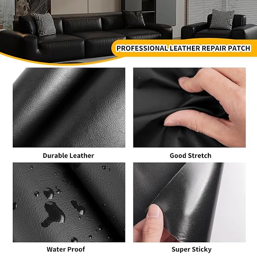 JuCheng Leather Repair Kit -Leather Repair Patch Self-Adhesive Waterproof Patch & Glue for Furniture, Car Seats, Sofa, Couch, Vinyl - Instant Fix for Tears & Scratches (Coffee, 17X79 inch)