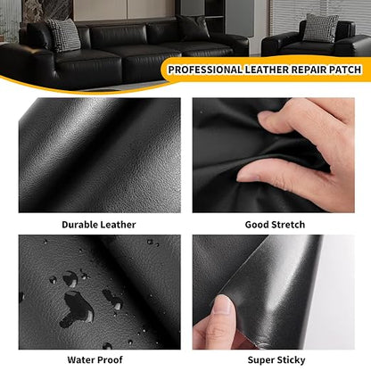 JuCheng Leather Repair Kit -Leather Repair Patch Self-Adhesive Waterproof Patch & Glue for Furniture, Car Seats, Sofa, Couch, Vinyl - Instant Fix for Tears & Scratches (Coffee, 3.5X79 inch)