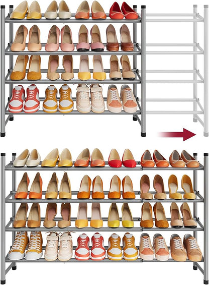 Tajsoon Expandable Shoe Rack for Closet 4 Tier, 29“-41“Adjustable & Stackable