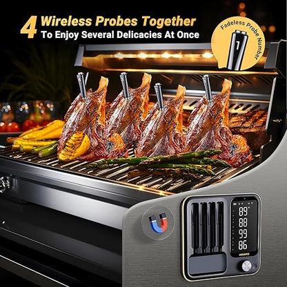 Wireless Meat Thermometer with 4 Probes, INKBIRD WiFi Meat Thermometer Digital