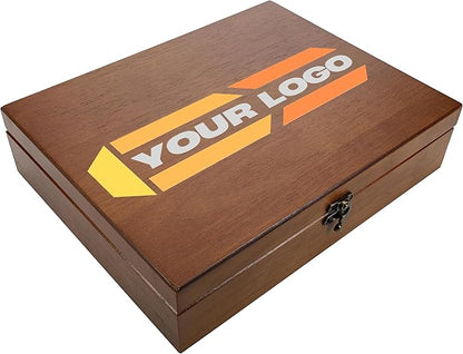 WE Games Color Logo Wooden Treasure Box with Lid & Brass Latch - Walnut Finish