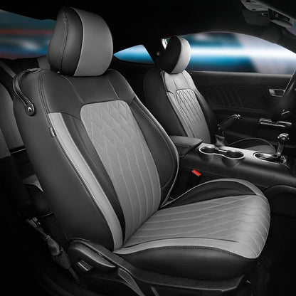Custom for Ford Mustang Coupe Seat Covers 2015-2025 - Custom-Fit Full Set Faux Leather Car Seat Covers for Mustang Coupe Fastback GT/V6/EcoBoost 2015 2016 2017 2018 2019 2020 2021 2022 2023 2024 2025