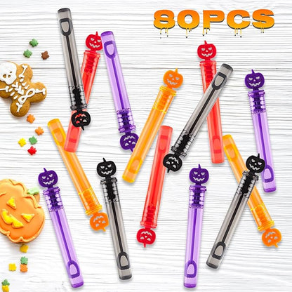 80PCS Halloween Party Favor, Bubble Wands for Kids, Trick or Treat Toys, Goodies Bag Fillers, Pinata Fillers, Mini Bubble Wands for Party