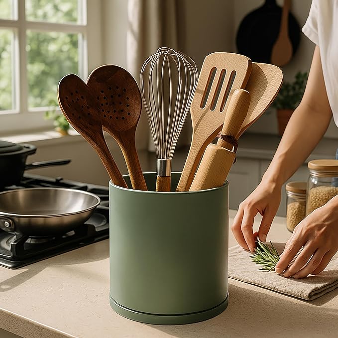 D'vine Dev 360° Rotating Utensil Holder Set – 7.2"+5" Kitchen Utensil Crocks
