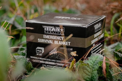 TITAN Survival - Mylar Survival Blankets 5 Pack - 90% Heat Retention & Waterproof Design - Emergency Blanket Cold Weather Protection & Survival Kits - Durable Space Blanket for Outdoor Use