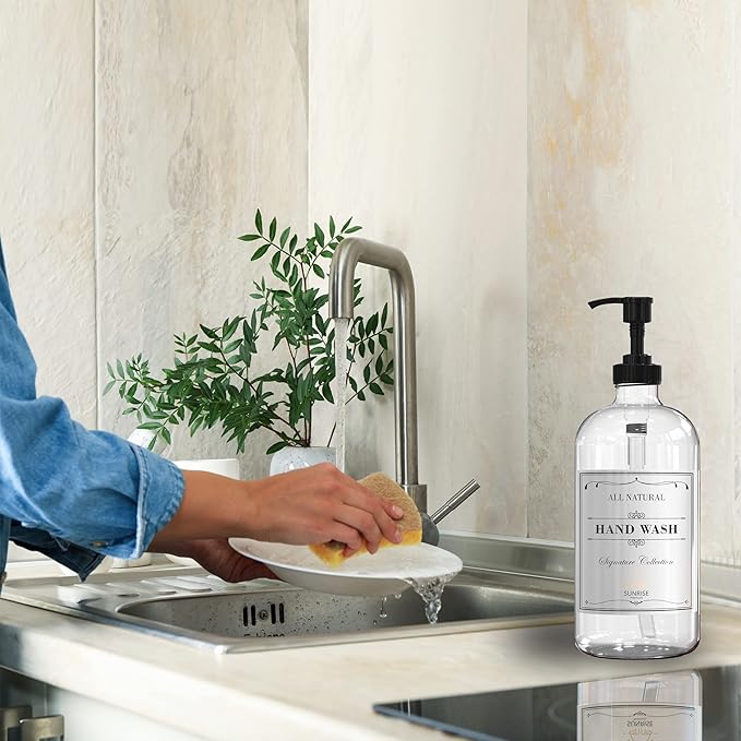Sunrise Premium 16 OZ Thick Clear Glass Soap Dispenser