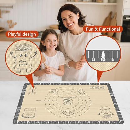 Silicone Baking Mat with Cookie Recipes, Extra Thick Silicone Mat