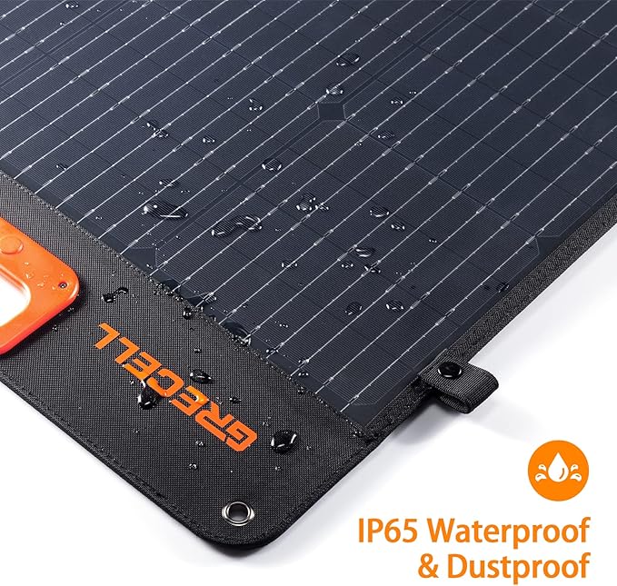GRECELL 200W Portable Solar Panel for Power Station, Foldable Solar Charger w/ 4 Kickstands, IP65 Waterproof Solar Panel Kit w/DC XT60 Anderson Aviation Output for Outdoor RV Camper Blackout