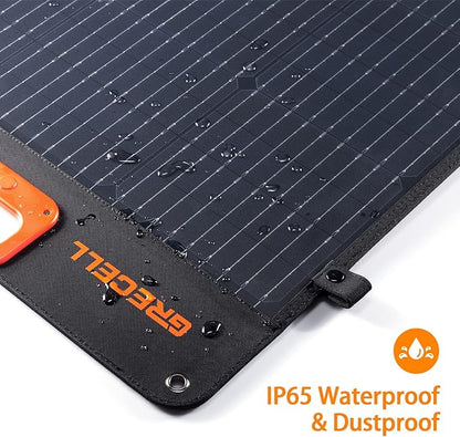 GRECELL 200W Portable Solar Panel for Power Station, Foldable Solar Charger w/ 4 Kickstands, IP65 Waterproof Solar Panel Kit w/DC XT60 Anderson Aviation Output for Outdoor RV Camper Blackout