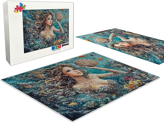1000 Piece Jigsaw Puzzle - Mermaid Under The Sea - Adult Jigsaw Stress Relief Gift Poster Puzzle, Boxed Puzzle Assembly
