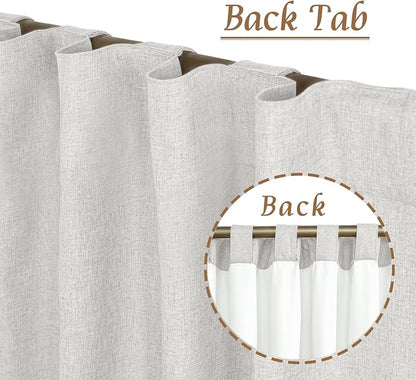 LAMIT 100% Blackout Short Linen Curtains, 40 Inch Length Linen Textured Thermal