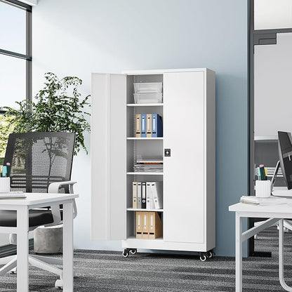 Metal Rolling Storage Cabinet-74.6” Tall Steel File Cabinets