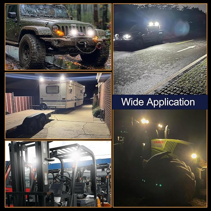LED Off Road Lights pods 7 Inch 15000Lumen Bumper Round LED Light Bar 201W 12V 24V 6500K Tractor Driving Fog Flood Spot Beam Work Lighting for Pickup SUV ATV UTV Truck 2Pack