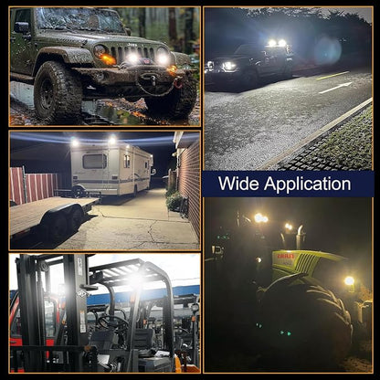 LED Off Road Lights pods 7 Inch 15000Lumen Bumper Round LED Light Bar 201W 12V 24V 6500K Tractor Driving Fog Flood Spot Beam Work Lighting for Pickup SUV ATV UTV Truck 2Pack