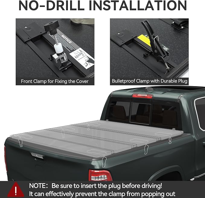 AUTOSAVER88 Hard Quad Fold Truck Bed Tonneau Cover Fit for Dodge Ram 1500 2002-2023, Dodge Ram 2500 3500 2003-2026 with 8ft Bed Without Rambox