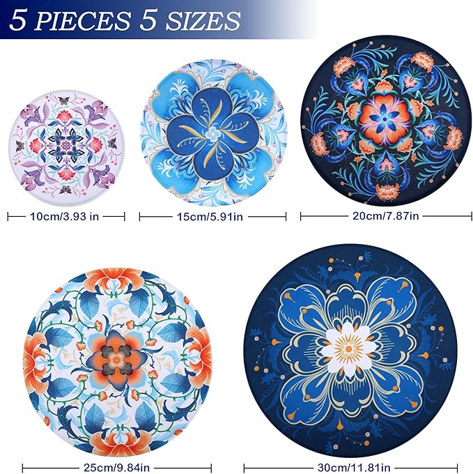 5 Pieces Bowl Covers Reusable, 5 Size Elastic Cloth Bowl Covers