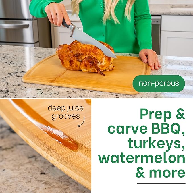 FSC-Certified Extra Large Bamboo Cutting Board Featuring 18 Inch Glue-Free