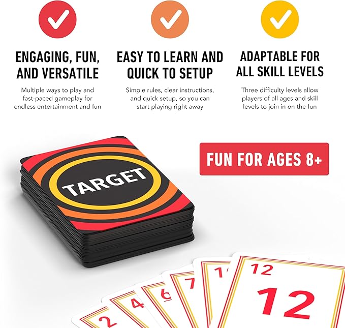 Target Math Game | A Teacher-Recommended, Fast-Paced Mental Math Game for Practicing Addition, Subtraction, Multiplication, & Division | Ages 8+