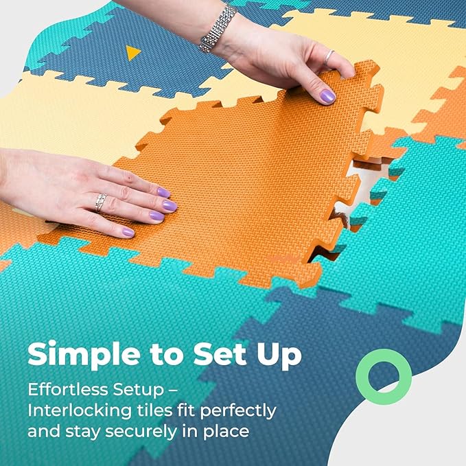 MioTetto Baby Play Mat, Soft Foam Floor Tiles for Kids. Adjustable Interlocking Foam Tiles, Fits with 74x74 Playpen Baby mat for Crawling & Development, Safe & Non-Toxic Playmat for Babies 6-12 Months