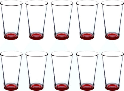 Libbey Pint Glass 16 oz. Set of 10, Bulk Pack - Beer Glasses, Heavy Duty Drinkware - Red