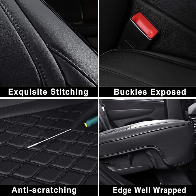 Huidasource Upgrade Grand Cherokee Seat Covers, Full Coverage Waterproof Leather Car Seat Covers, Custom Seat Cushion Protector Fit for Jeep Grand Cherokee 2011-2021 (Full Set/Black)