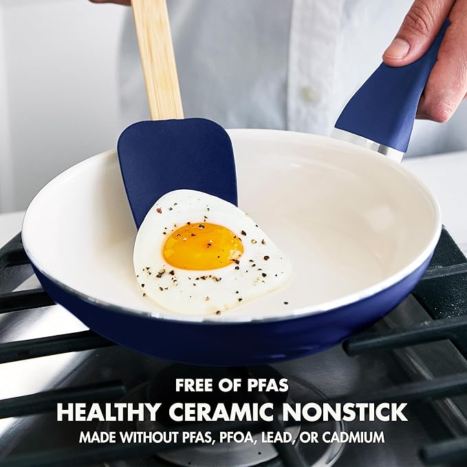 GreenPan Rio Healthy Ceramic Nonstick 8" Frying Pan Skillet and Silicone
