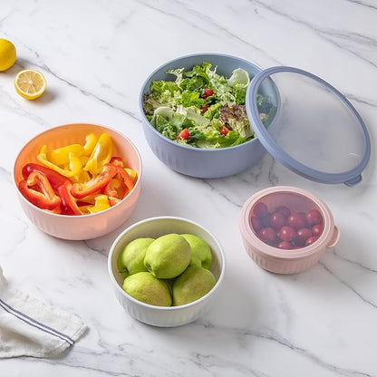 COOK WITH COLOR Prep Bowls with Lids- Wide and Deep Nesting Plastic Small