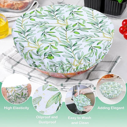 5 Pieces Bowl Covers Reusable, 5 Size Elastic Cloth Bowl Covers