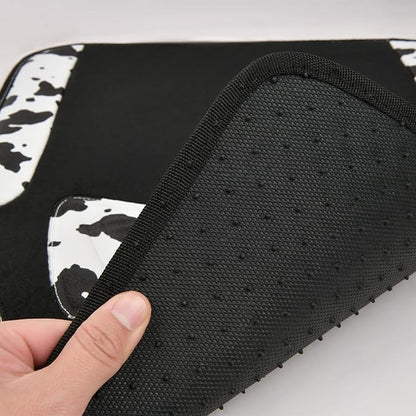 CAR PASS Waterproof Universal Fit Car Floor Mats, Cow Print Car Mats Fit for SUV,Vans,sedans, Trucks,Set of 4pcs Car Carpet with Driver Heel Pad and Nibs Backing,or Cute Women Girly Funny Black White