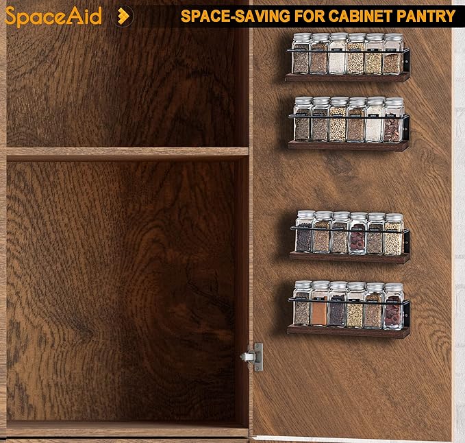 SpaceAid Spice Rack Organizer for Cabinet Door or Wall Mount