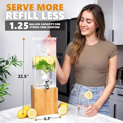 ACRYLIC Drink Dispenser- 1.25 GALLON Beverage Dispenser
