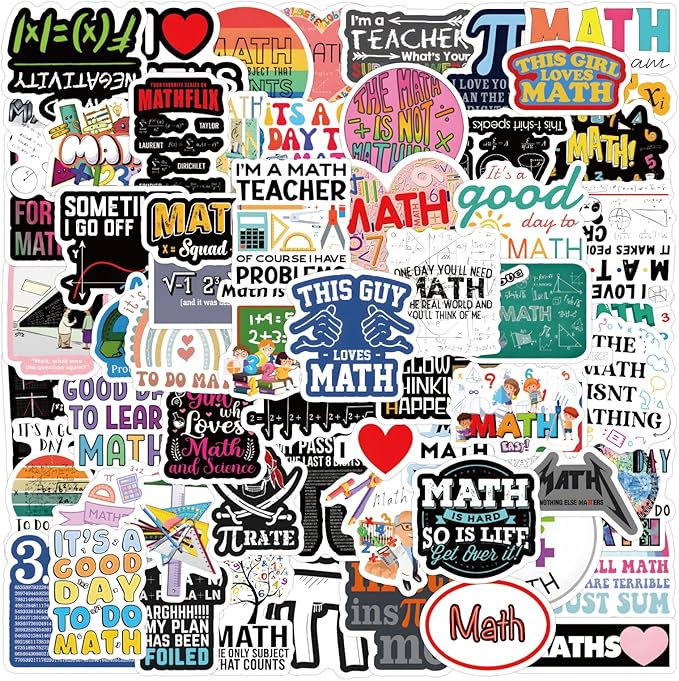 120PCS Math Stickers Funny, Math Gifts for Student Vinyl Waterproof for Water Bottle Laptop Luggage Guitar Gifts for Teens Girls Kids Adult Students