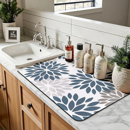 Findosom Floral Dish Drying Mat, Cuttable Drying Mat