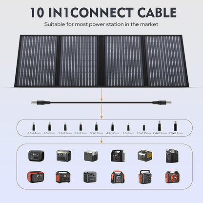 ENGINSTAR 60W Foldable Solar Panel Charger with 18V DC Outlet for Portable Power Stations EnginStar/Jackery/Rockpals/Flashfish, Portable Solar Generator with QC 3.0 for Outdoor Camping Van RV Trip