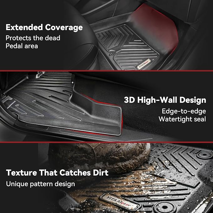 YITAMOTOR Floor Mats Compatible with Toyota 4Runner 2013-2024 & 2014-2023 Lexus GX460, Custom Fit Floor Liners 1st & 2nd Row All Weather Rubber Automotive Mats, Black