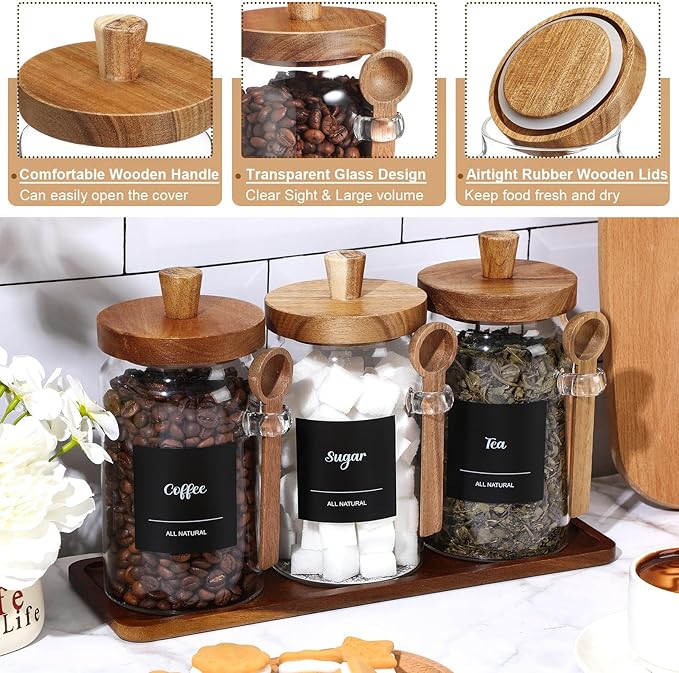 Suclain 3 Pcs Glass Coffee Container
