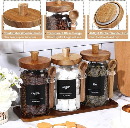 Suclain 3 Pcs Glass Coffee Container