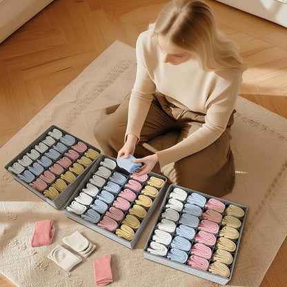 Joyoldelf Sock Drawer Organizer Divider Underwear Organizer 24-cell Fabric