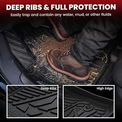 LASFIT Floor Mats for Toyota Tundra 2007-2011 Double Cab (Not Fit CrewMax or Regular Cab), Custom Fit All Weather Protection TPE Easy Clean Floor Liners for Tundra Front&Rear 2 Row Car Mats