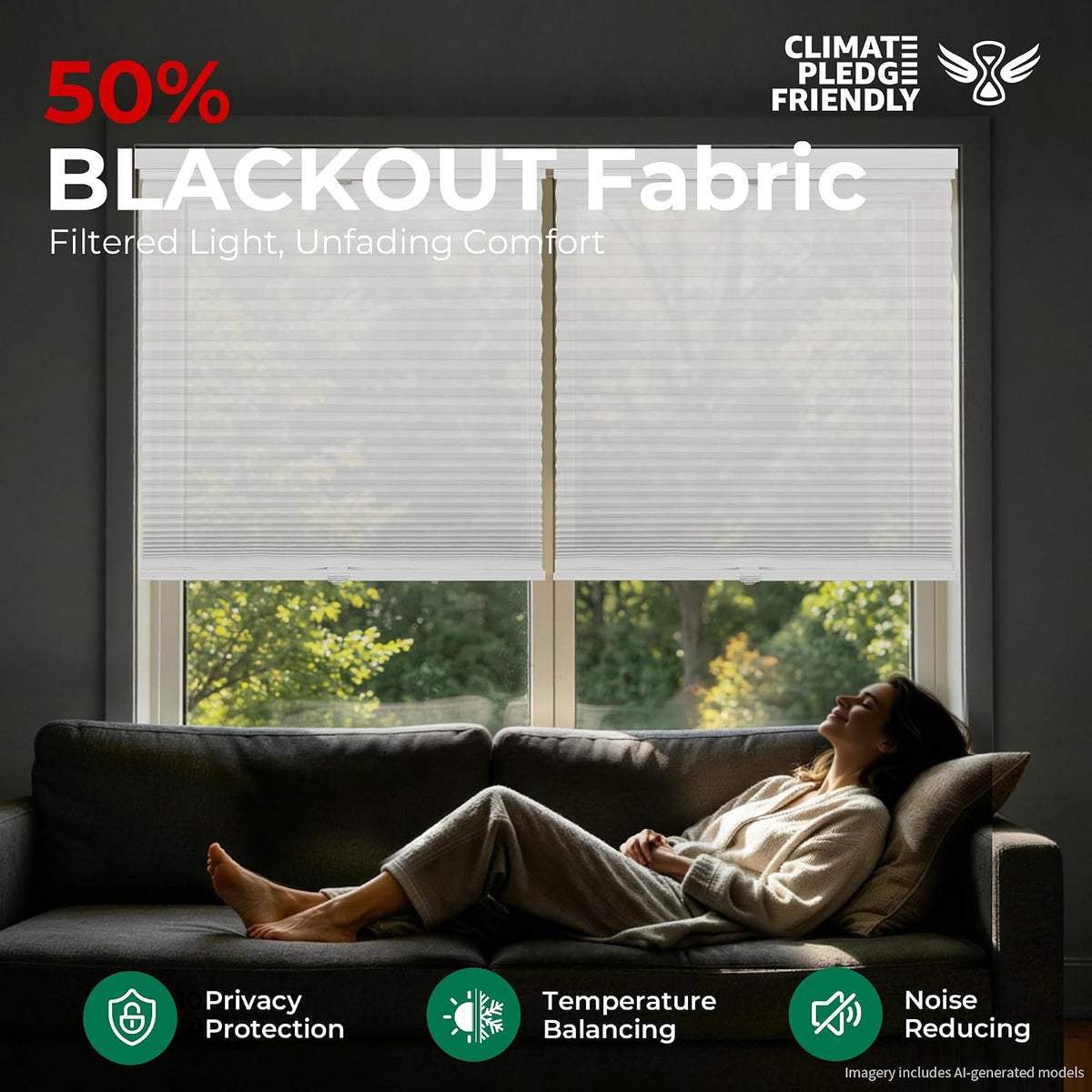 Allesin Top Down Bottom Up Cordless Cellular Shades,Thermal Insulation Honeycomb Blinds for Indoor Windows,(Clear White,34"x60")
