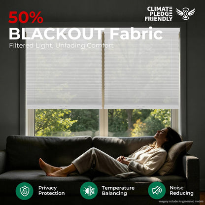 Allesin Top Down Bottom Up Cordless Cellular Shades,Thermal Insulation Honeycomb Blinds for Indoor Windows,(Clear White,34"x60")