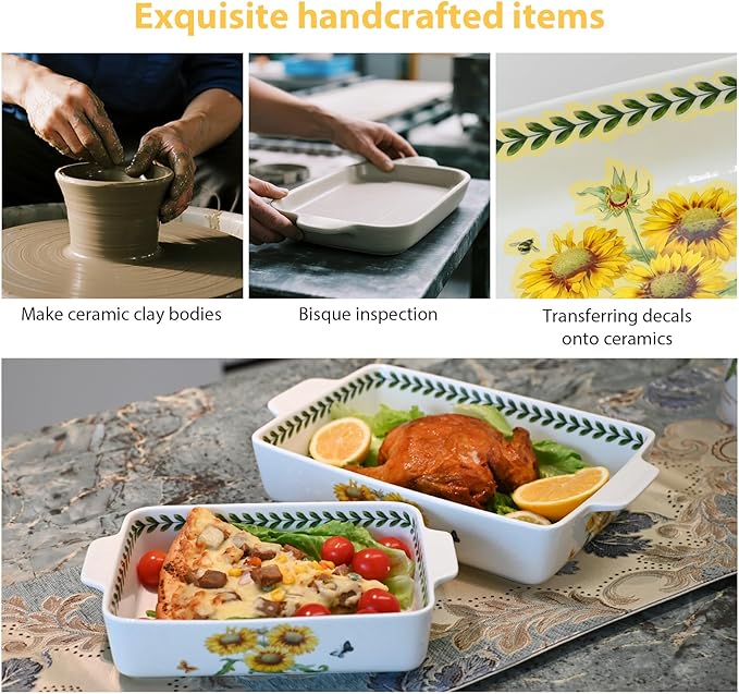 ACMLIFE Ceramic Casserole Dish Set, Ceramic Baking Dish