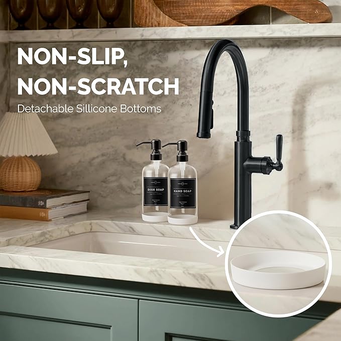Vine Creations Clear Glass Soap Dispenser, 2 Pack Kitchen Soap Dispenser Set