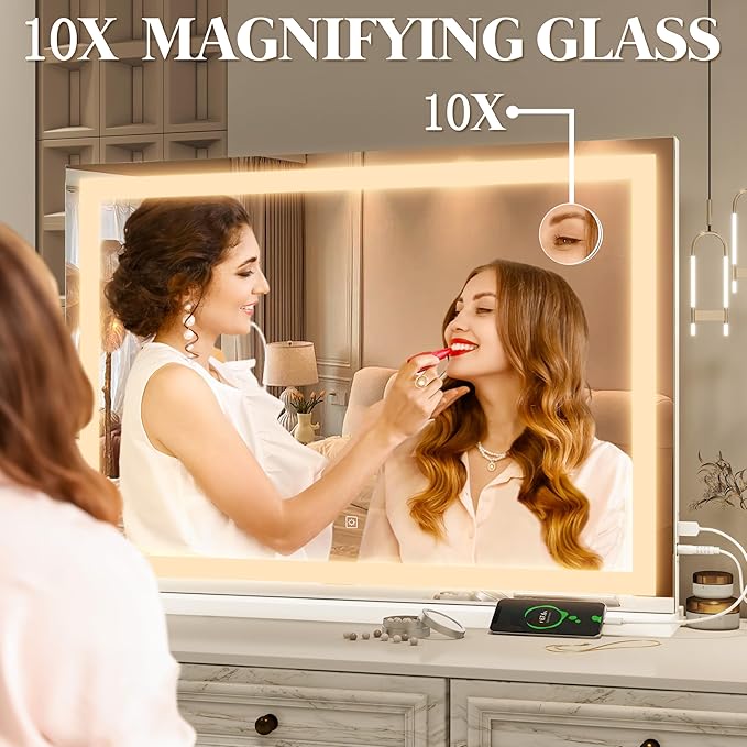 FENNIO Vanity Mirror with Lights 32"x22", Lighted Makeup Mirror, Large Vanity