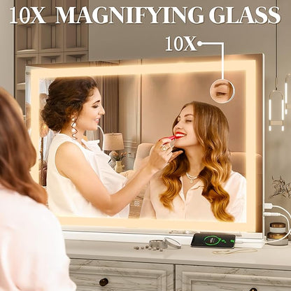 FENNIO Vanity Mirror with Lights 32"x22", Lighted Makeup Mirror, Large Vanity