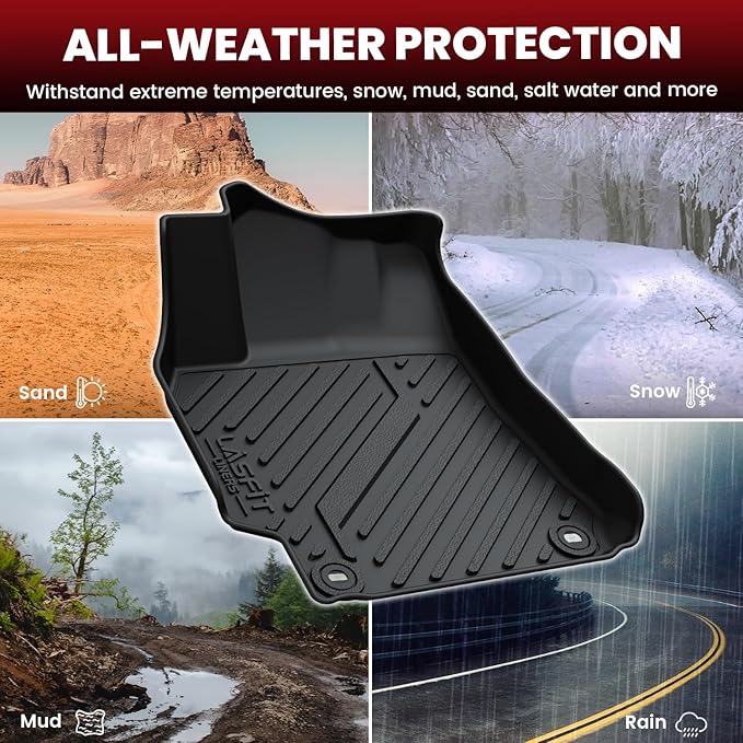 LASFIT Floor Mats for Toyota Camry 2015-2017 (Not Fit Hybrid) LE/SE/XLE/XSE, Custom Fit TPE All Weather Floor Liners for 2017 2016 2015 camry1st & 2nd Row Car Mats, Black